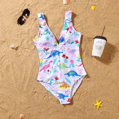 Family Matching Swimsuit Dinossaur One Piece Swimwear and Swim Trunks - ChildAngle