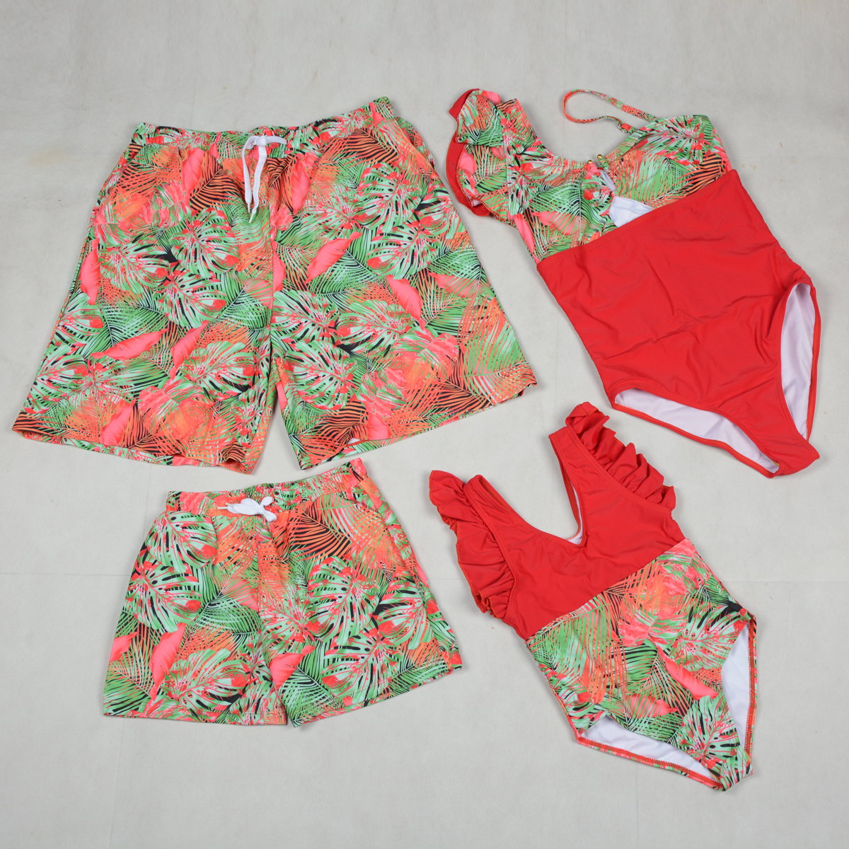 Matching Family Swimsuits Floral Print Red One-piece Bathing Suit - ChildAngle