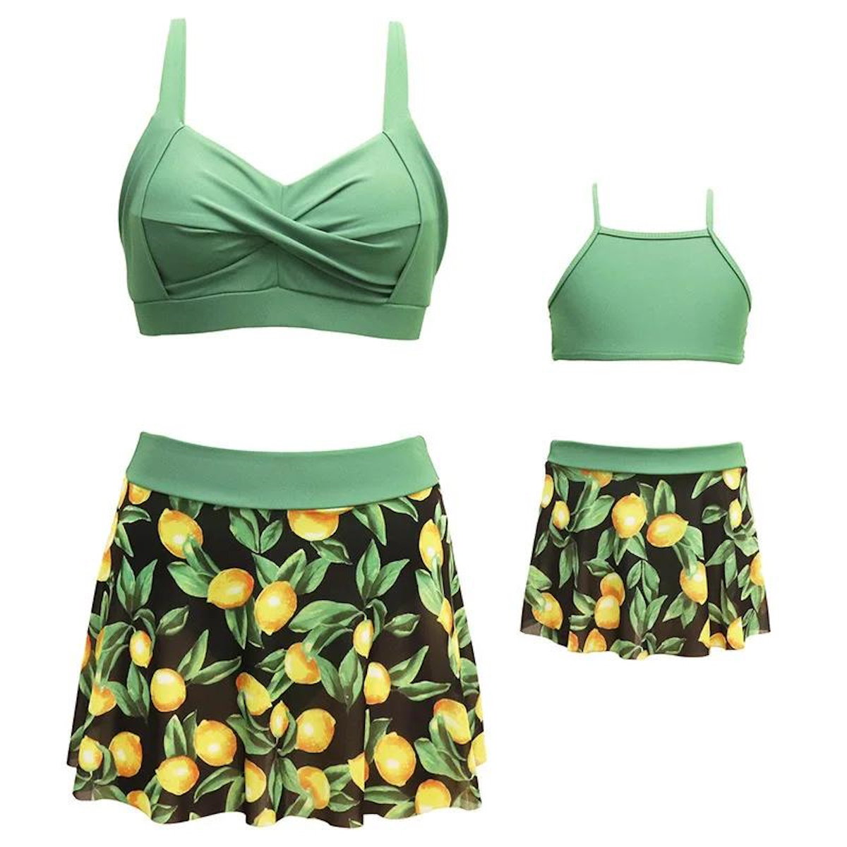 Matching Family Swimwear Green Plant Floral Swimsuit - ChildAngle