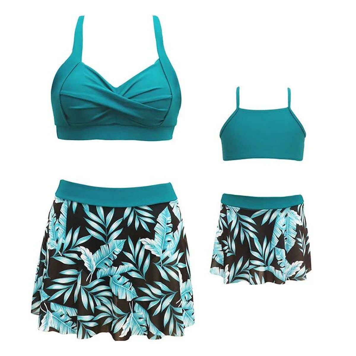 Matching Family Swimwear Green Plant Floral Swimsuit - ChildAngle