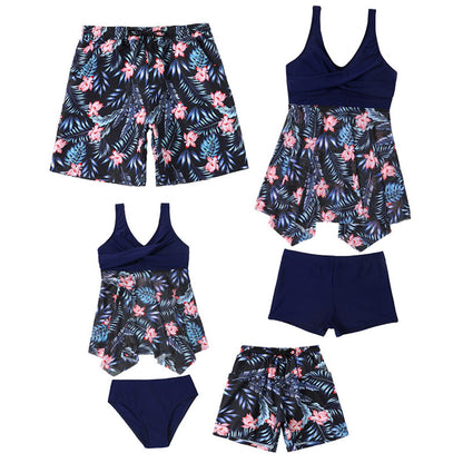 Green Palm Leaves Matching Family Bathing Suit - ChildAngle