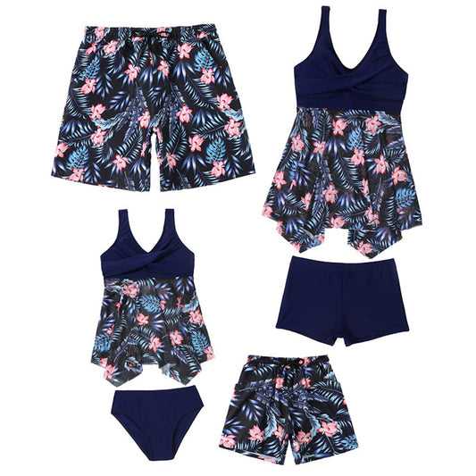 Green Palm Leaves Matching Family Bathing Suit - ChildAngle