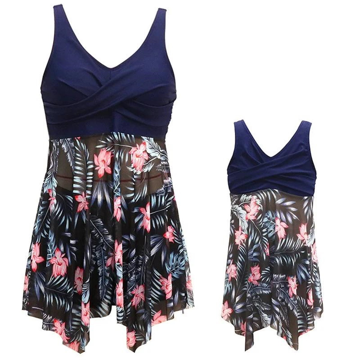 Green Palm Leaves Matching Family Bathing Suit - ChildAngle