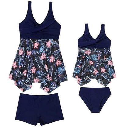 Green Palm Leaves Matching Family Bathing Suit - ChildAngle