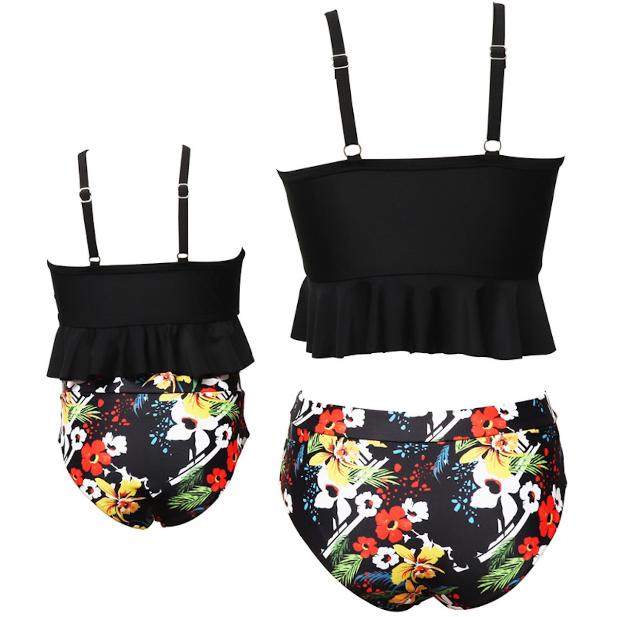 Black top and floral shorts set - ChildAngle