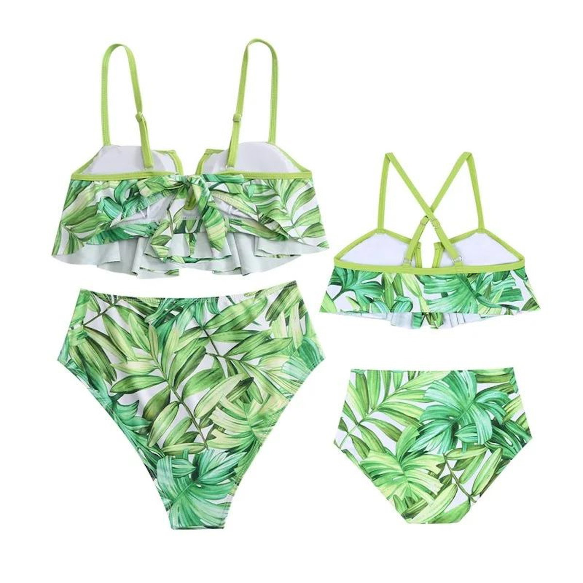 Green leaf-patterned bikini set  - ChildAngle