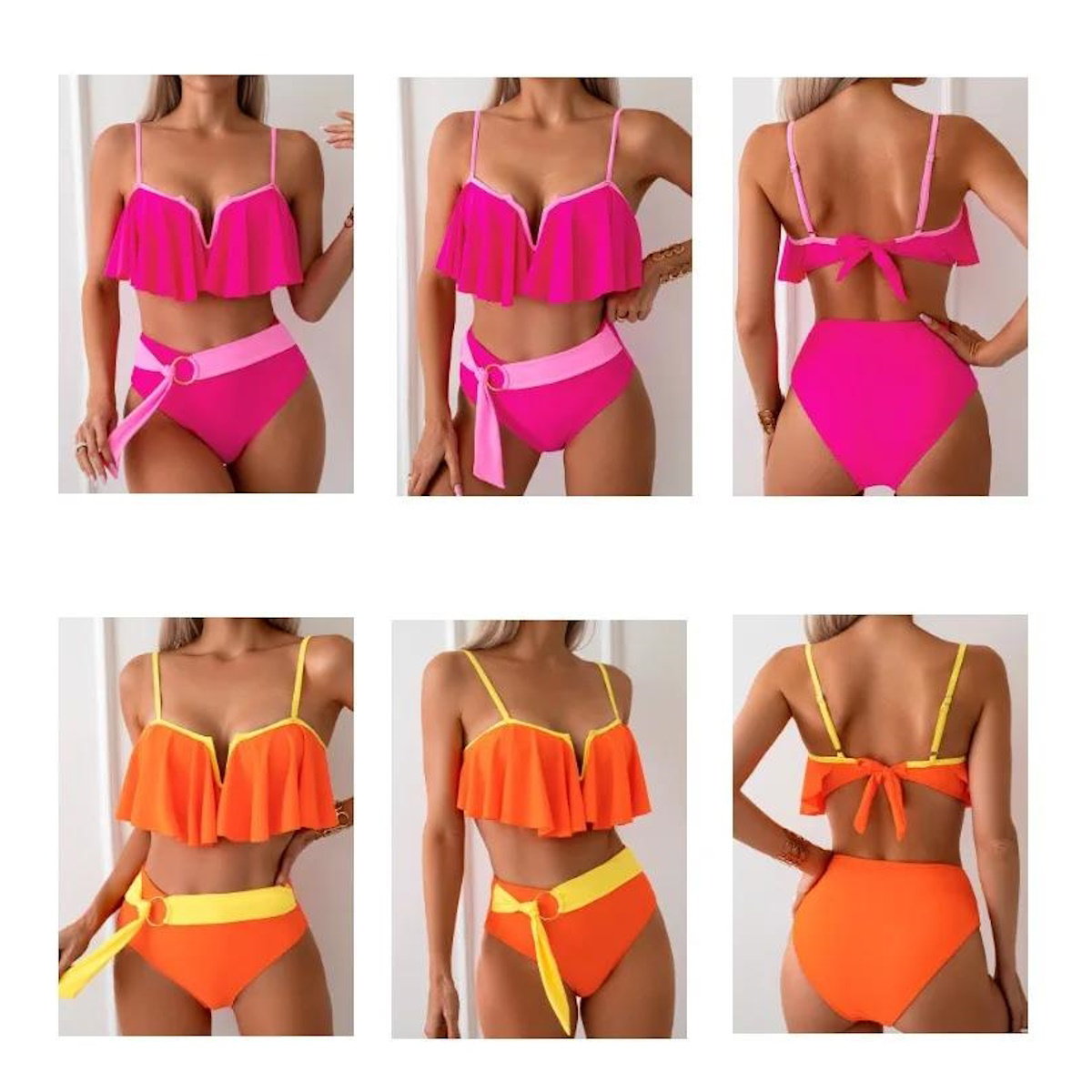 Neon pink and orange bikini sets - ChildAngle