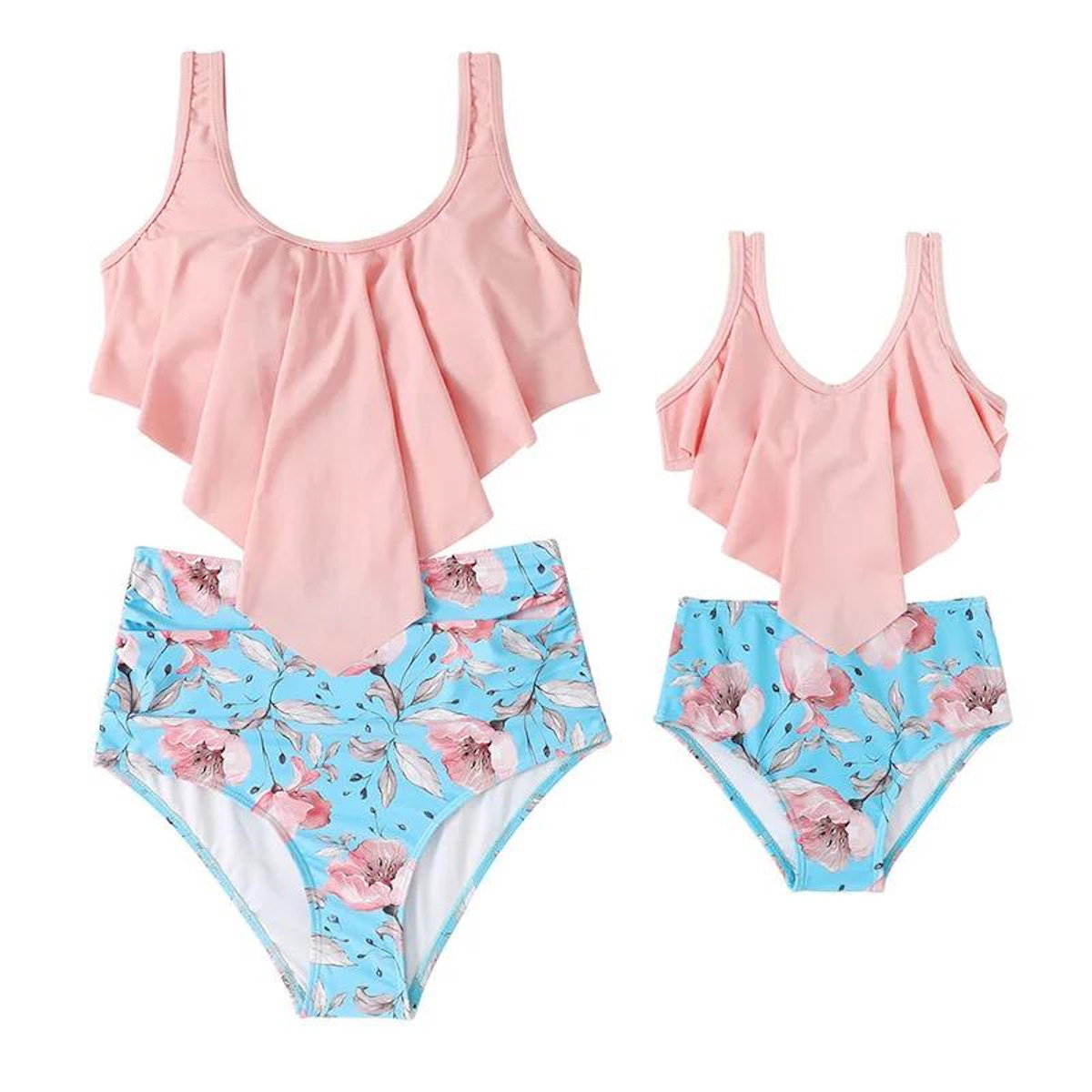 Pink top and blue floral shorts set - ChildAngle