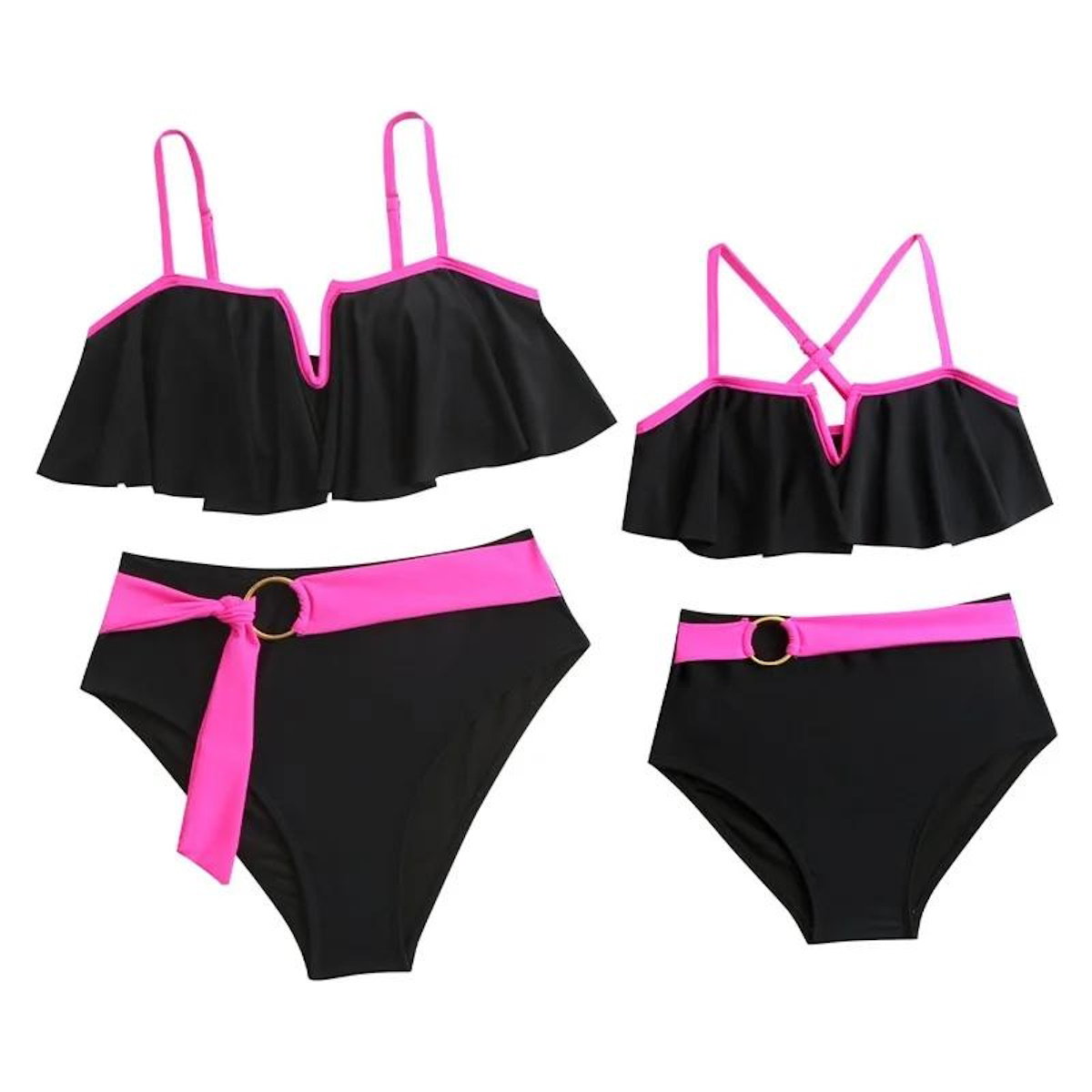 Black bikini set with pink accents - ChildAngle