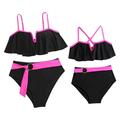 Black bikini set with pink accents - ChildAngle