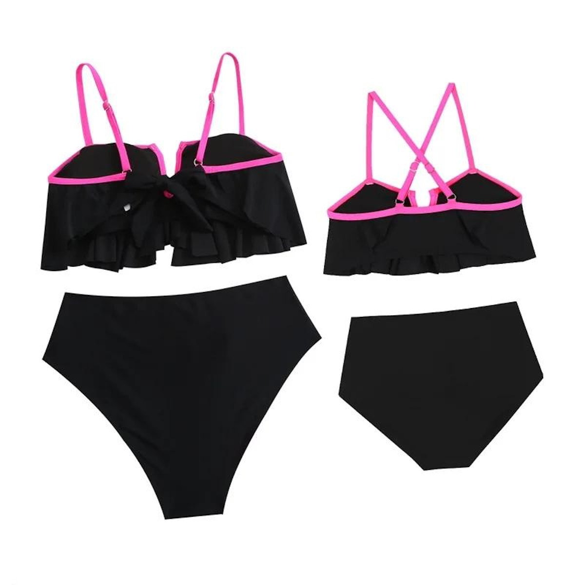 Black bikini set with pink straps - ChildAngle