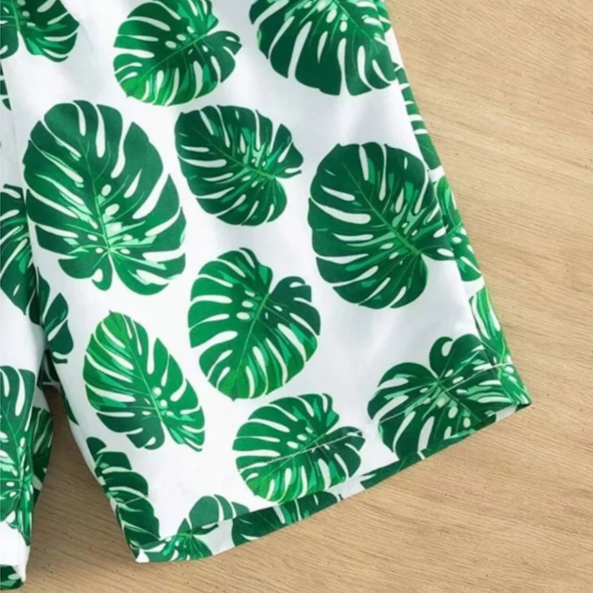 Matching Family Bathing Suits Green Palm Leaves Floral One Piece Cross Back Scalloped Top Swimwear - ChildAngle