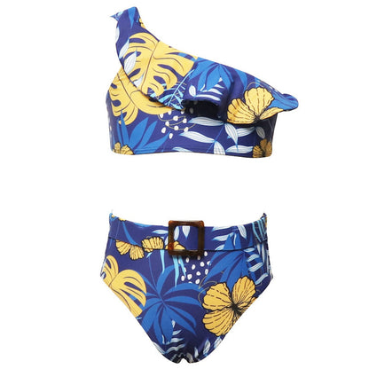Blue and yellow floral bikini set - ChildAngle