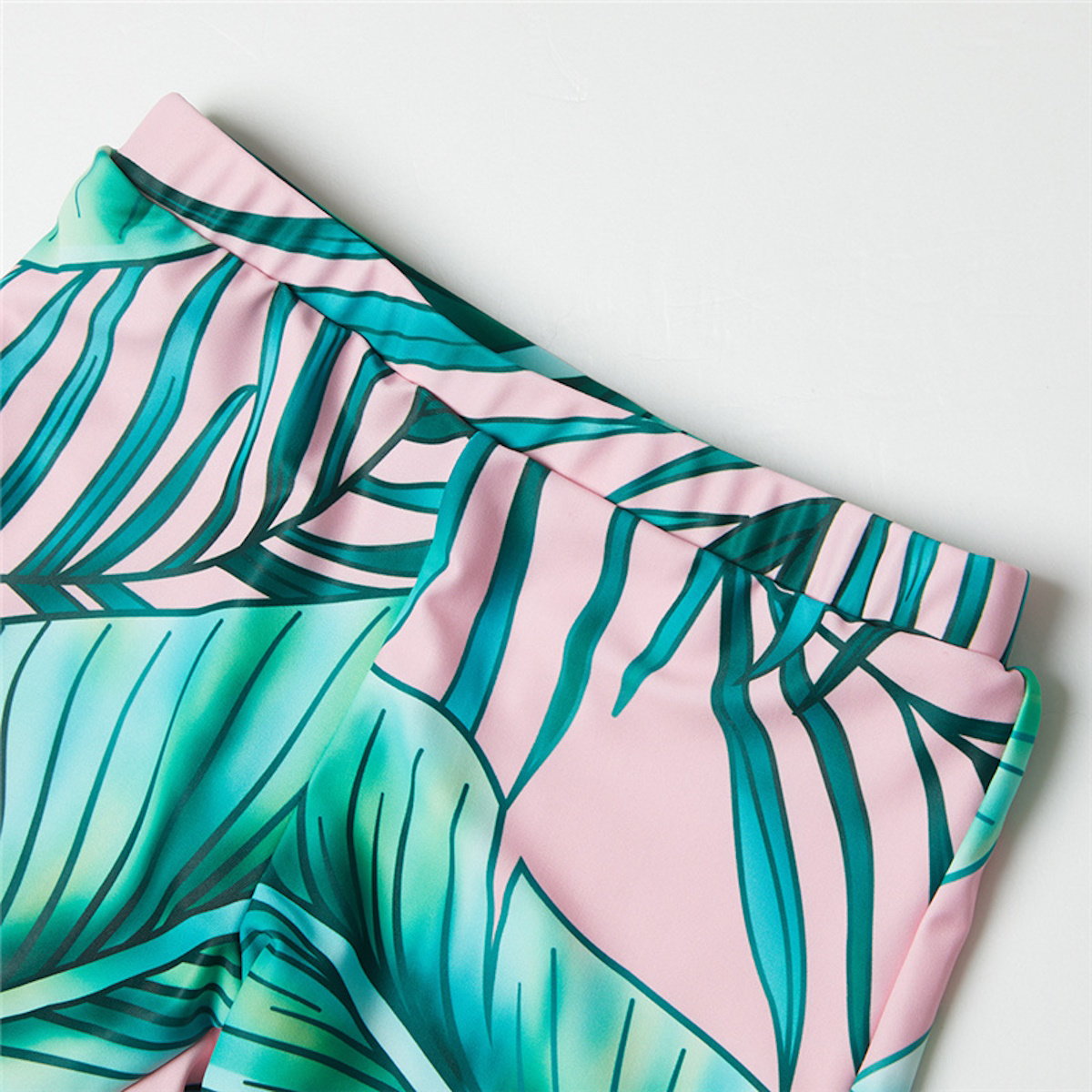 Matching Family Swimsuit Pink Green Palm Tree One Piece Swimsuit - ChildAngle