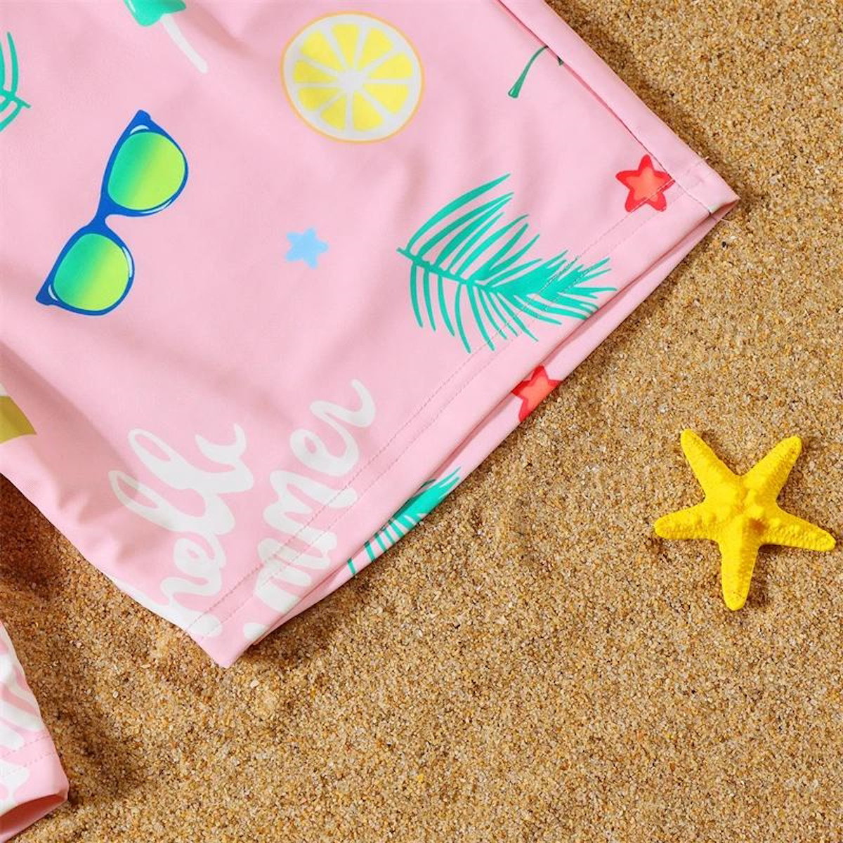 Matching Family Swimsuit Floral Pink Summer One Piece Swim Trunks Bathing Suit - ChildAngle