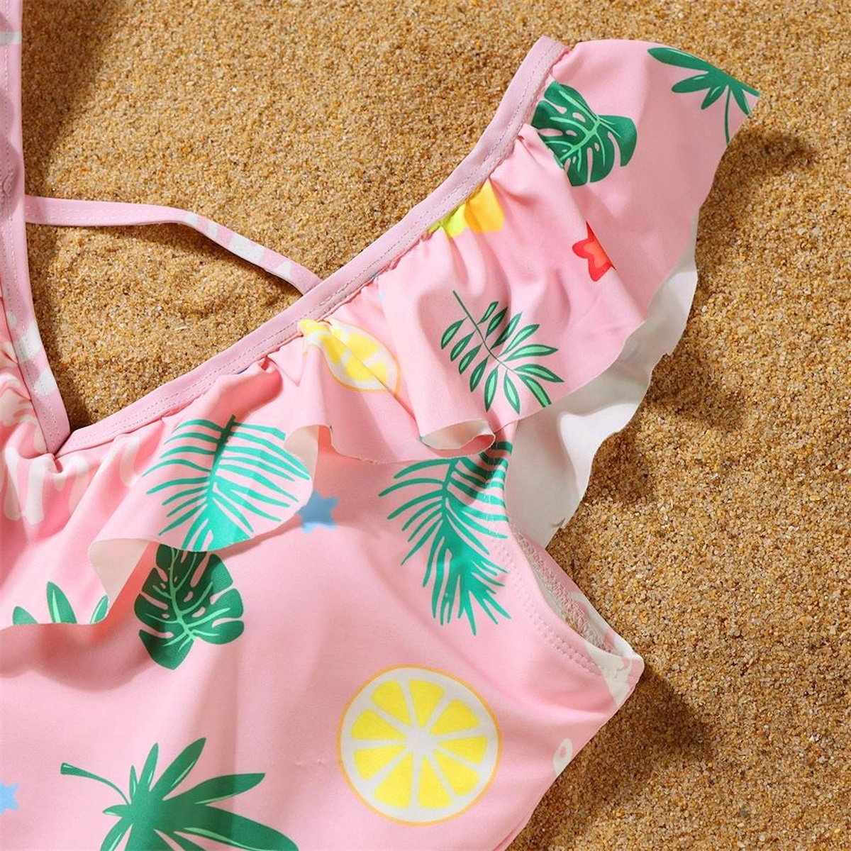 Matching Family Swimsuit Floral Pink Summer One Piece Swim Trunks Bathing Suit - ChildAngle