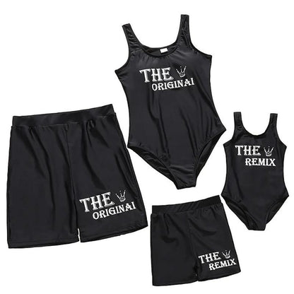Matching Family Swimsuit Letter Print One Piece Swimsuit - ChildAngle