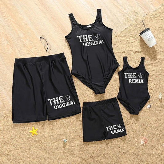 Matching Family Swimsuit Letter Print One Piece Swimsuit - ChildAngle