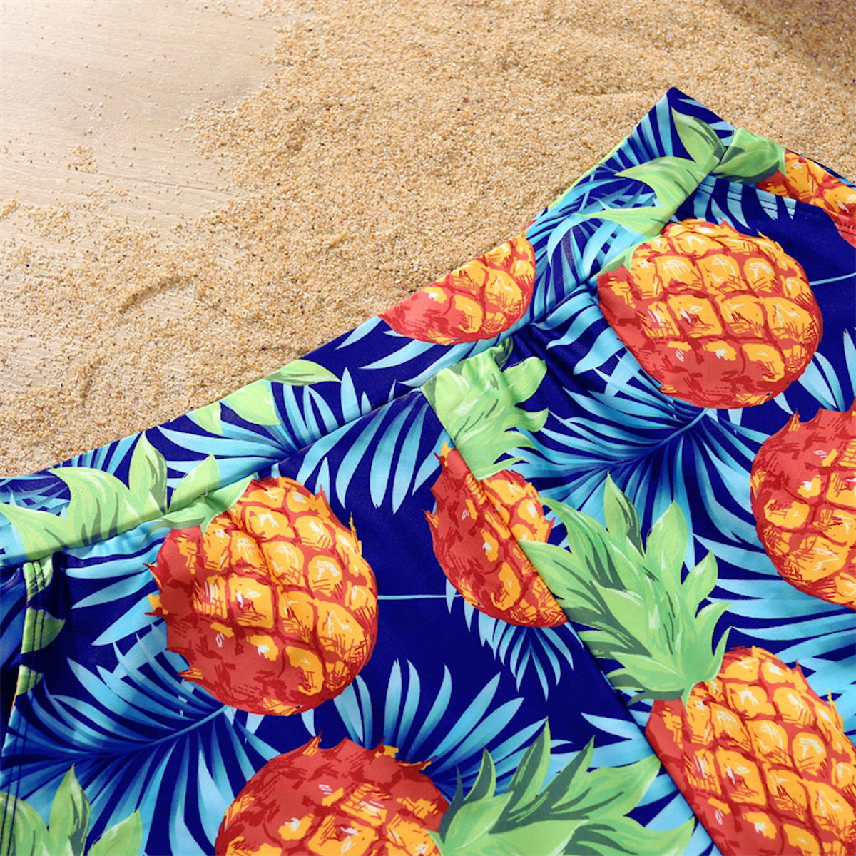 Trajes de baño familiares a juego, conjunto de bikini con volantes de frutas tropicales y bañador