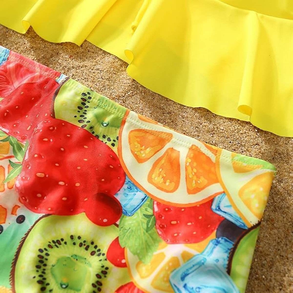 Colorful fruit-patterned fabric bikini set - ChildAngle