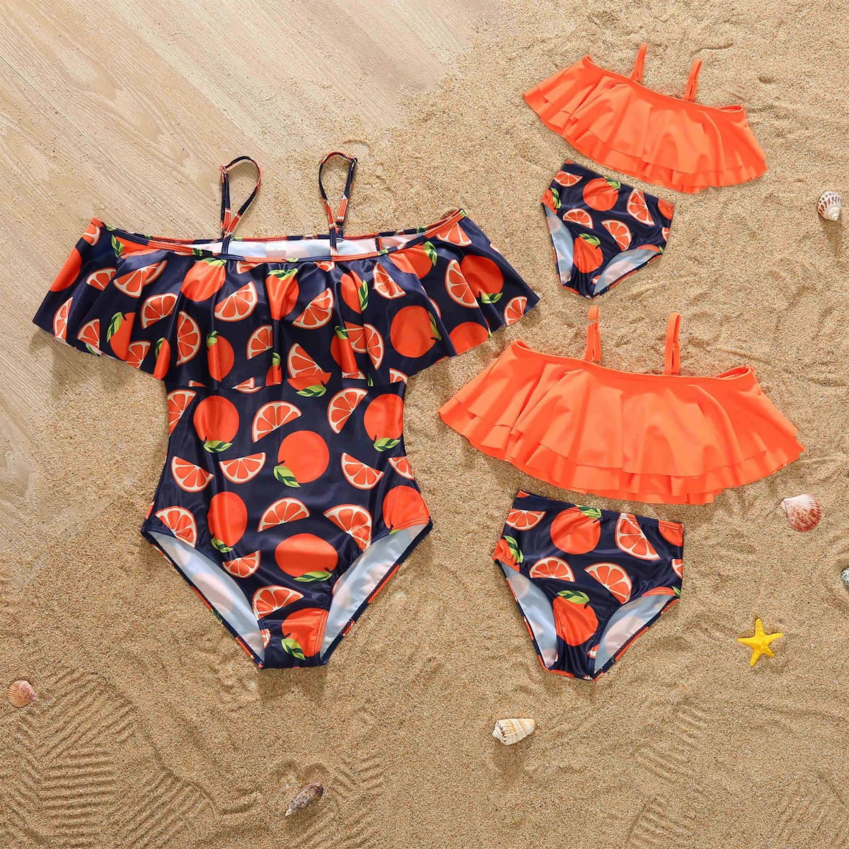 Children's swimsuits with Orange pattern - ChildAngle