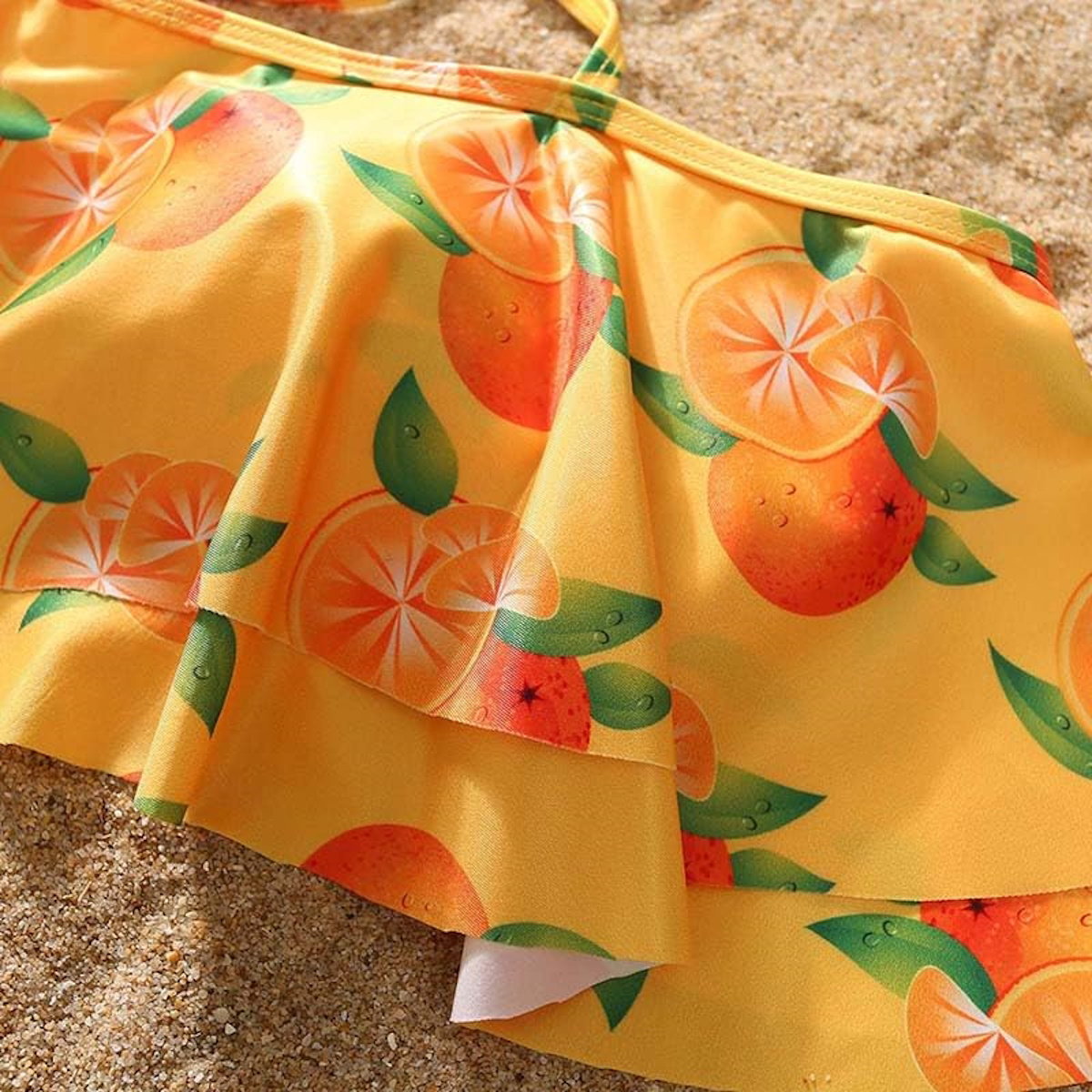 Yellow dress with orange and green pattern - ChildAngle