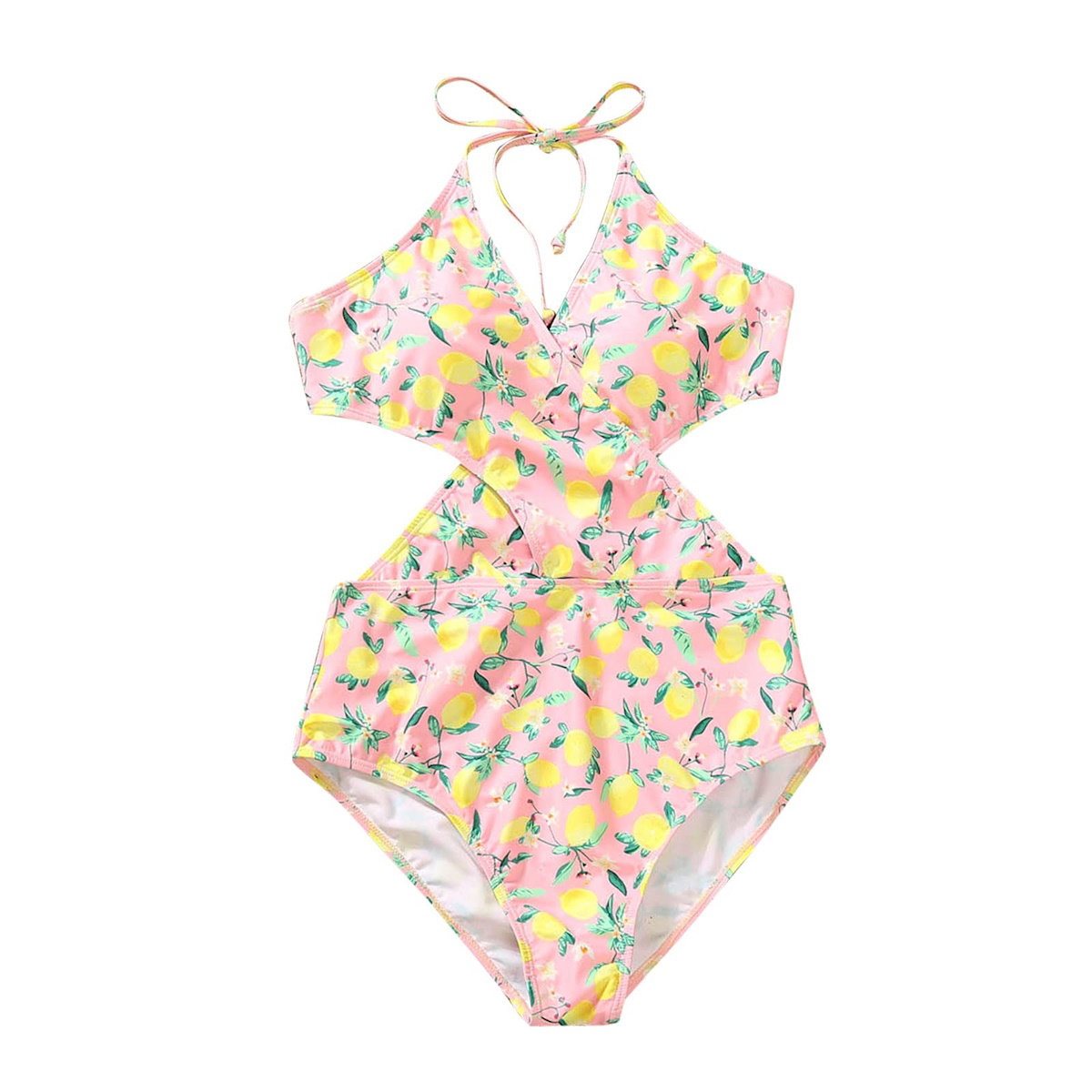 Pink swimsuit with lemon pattern - ChildAngle