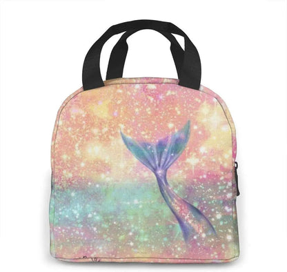 Mermaid Tail Glitter Lunch Bag Portable Tote for School and Office - ChildAngle