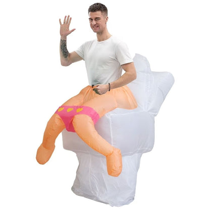 Teens Mermaid Yellow Duck Bathtub and Toilet Inflatable Costumes - ChildAngle