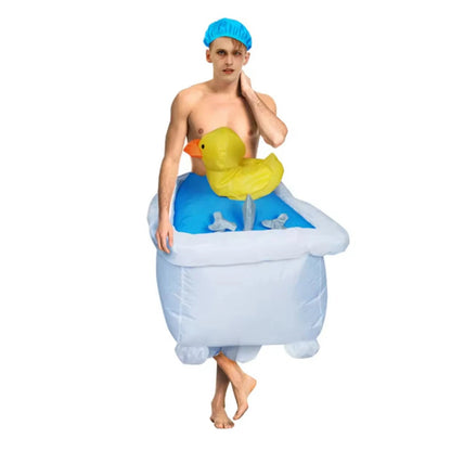 Teens Mermaid Yellow Duck Bathtub and Toilet Inflatable Costumes - ChildAngle