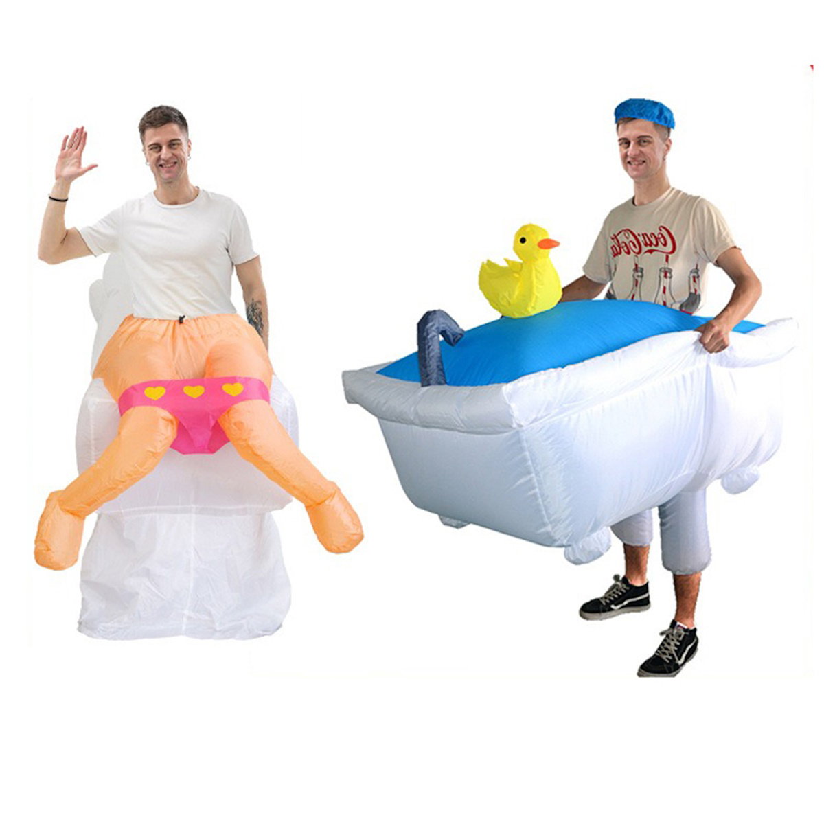 Teens Mermaid Yellow Duck Bathtub and Toilet Inflatable Costumes - ChildAngle