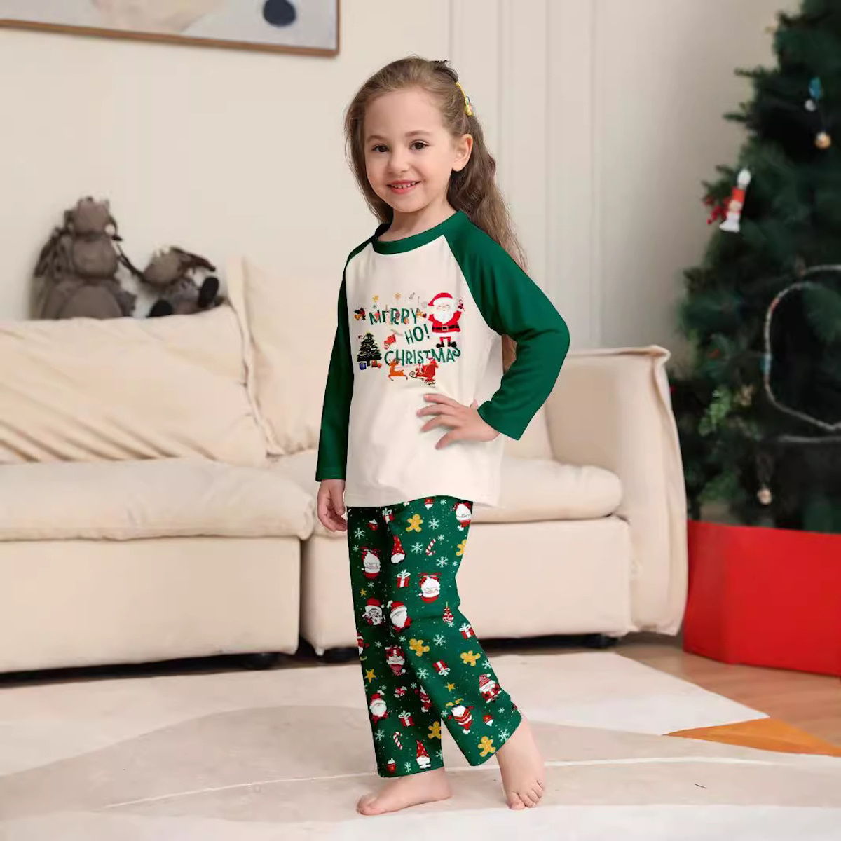 Merry Ho Christmas Family Matching Christmas PJS Pyjamas Set for Whole Family - ChildAngle