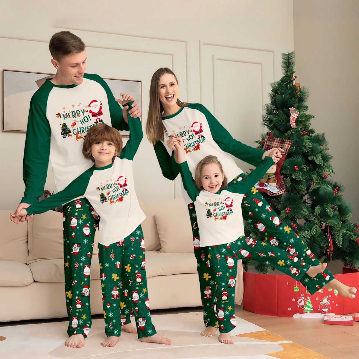 Merry Ho Christmas Family Matching Christmas PJS Pyjamas Set for Whole Family - ChildAngle