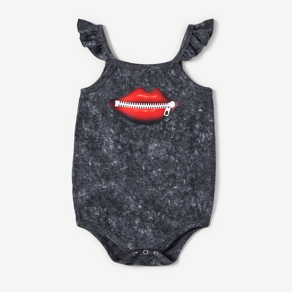 Mommy and Me Dress Grey Lips and Zipper Print Strap Dress Bodycon Dress for Mother and daughter Newborn Ruffle Jumpsuit - ChildAngle