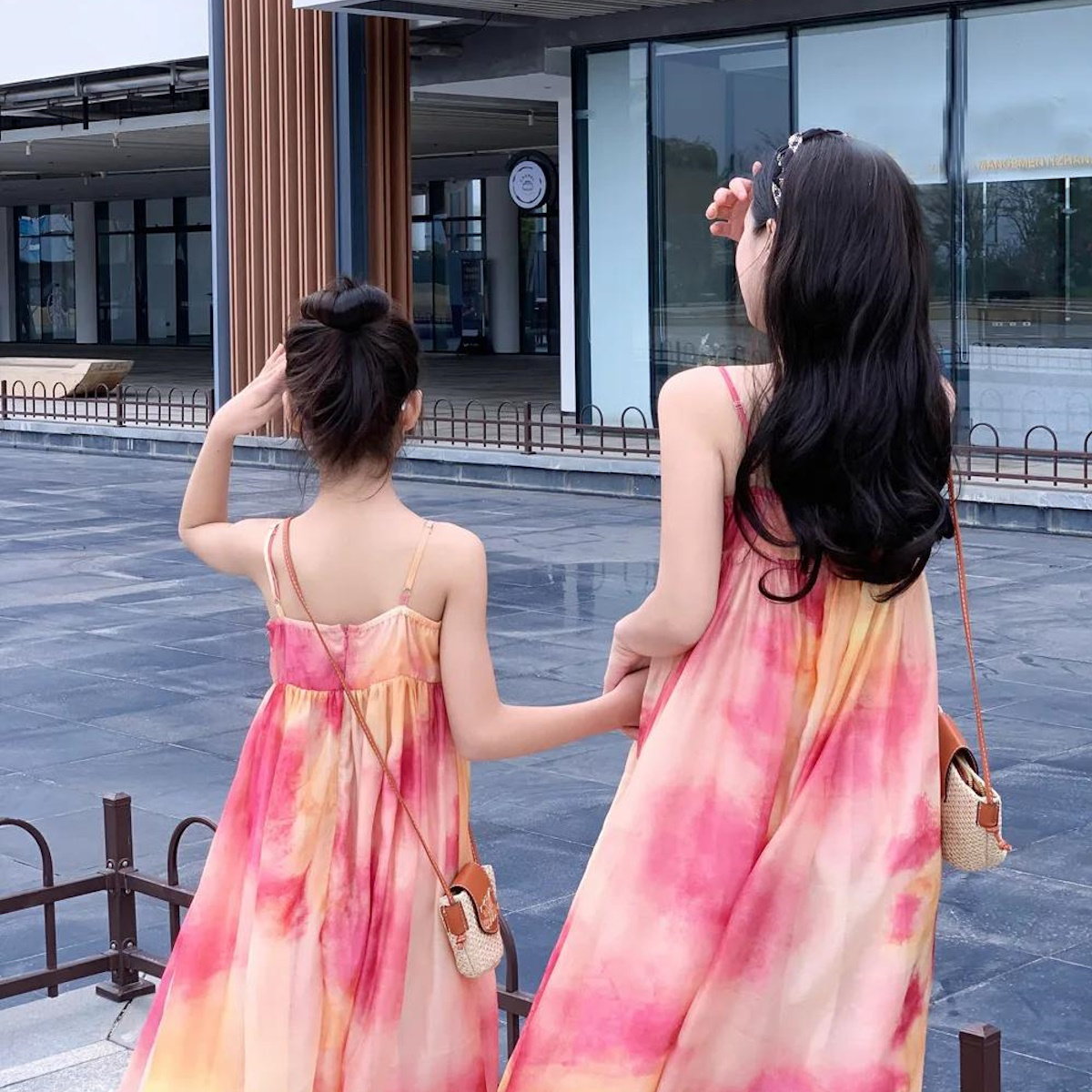 Mommy and Me Matching Dress Tie Dye Sleeveless Slip Dress - ChildAngle