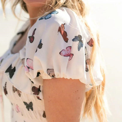 Matching Family Dress Butterfly Print Mommy and Me Mother Daughter Dress - ChildAngle
