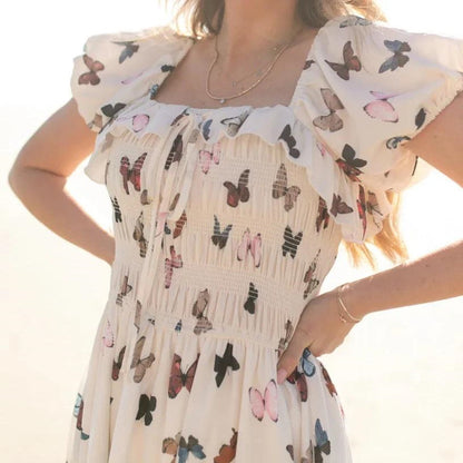 Matching Family Dress Butterfly Print Mommy and Me Mother Daughter Dress - ChildAngle