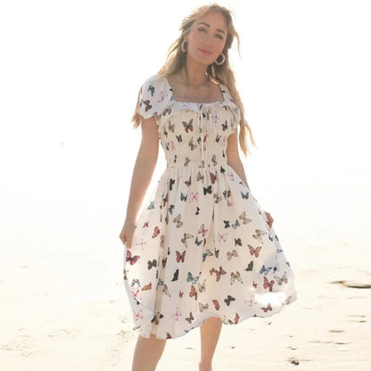 Matching Family Dress Butterfly Print Mommy and Me Mother Daughter Dress - ChildAngle
