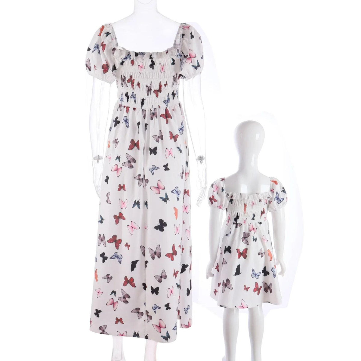 Matching Family Dress Butterfly Print Mommy and Me Mother Daughter Dress - ChildAngle