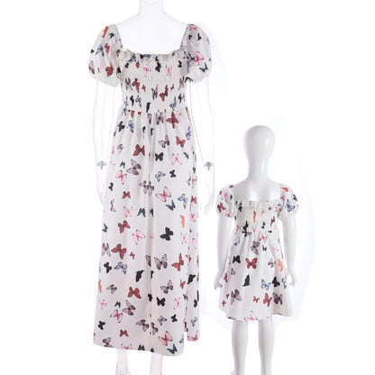 Matching Family Dress Butterfly Print Mommy and Me Mother Daughter Dress - ChildAngle