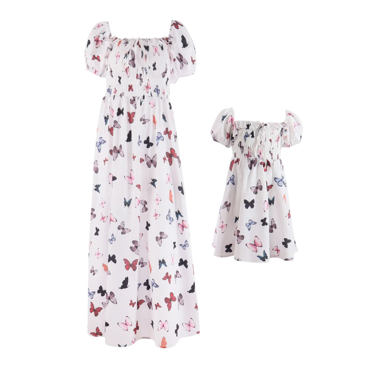 Matching Family Dress Butterfly Print Mommy and Me Mother Daughter Dress - ChildAngle