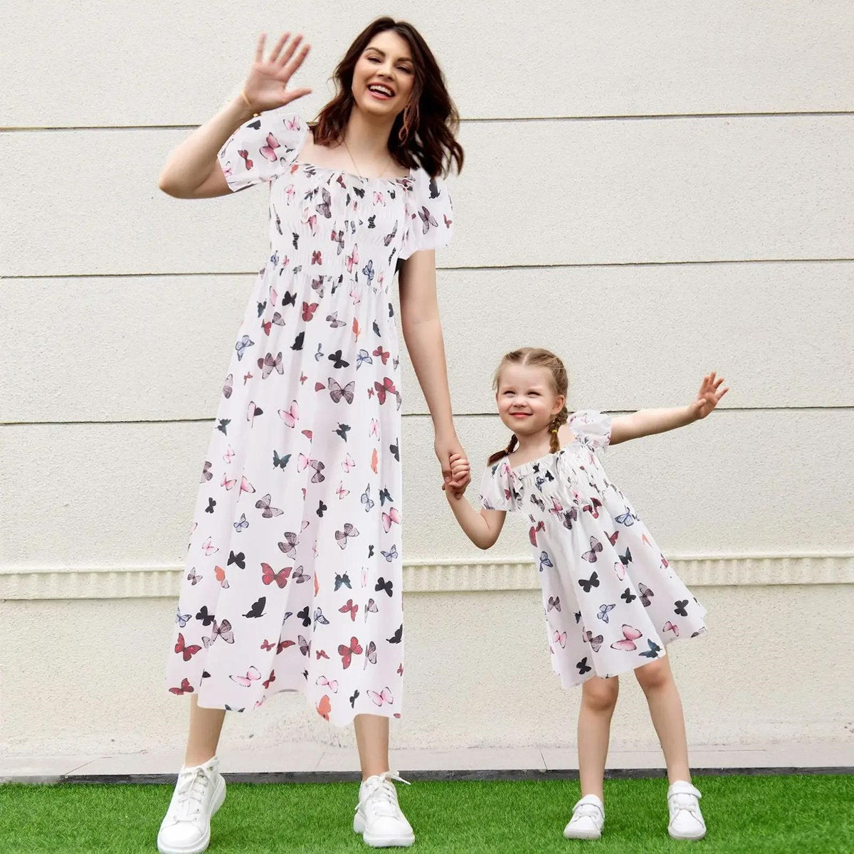 Matching Family Dress Butterfly Print Mommy and Me Mother Daughter Dress - ChildAngle