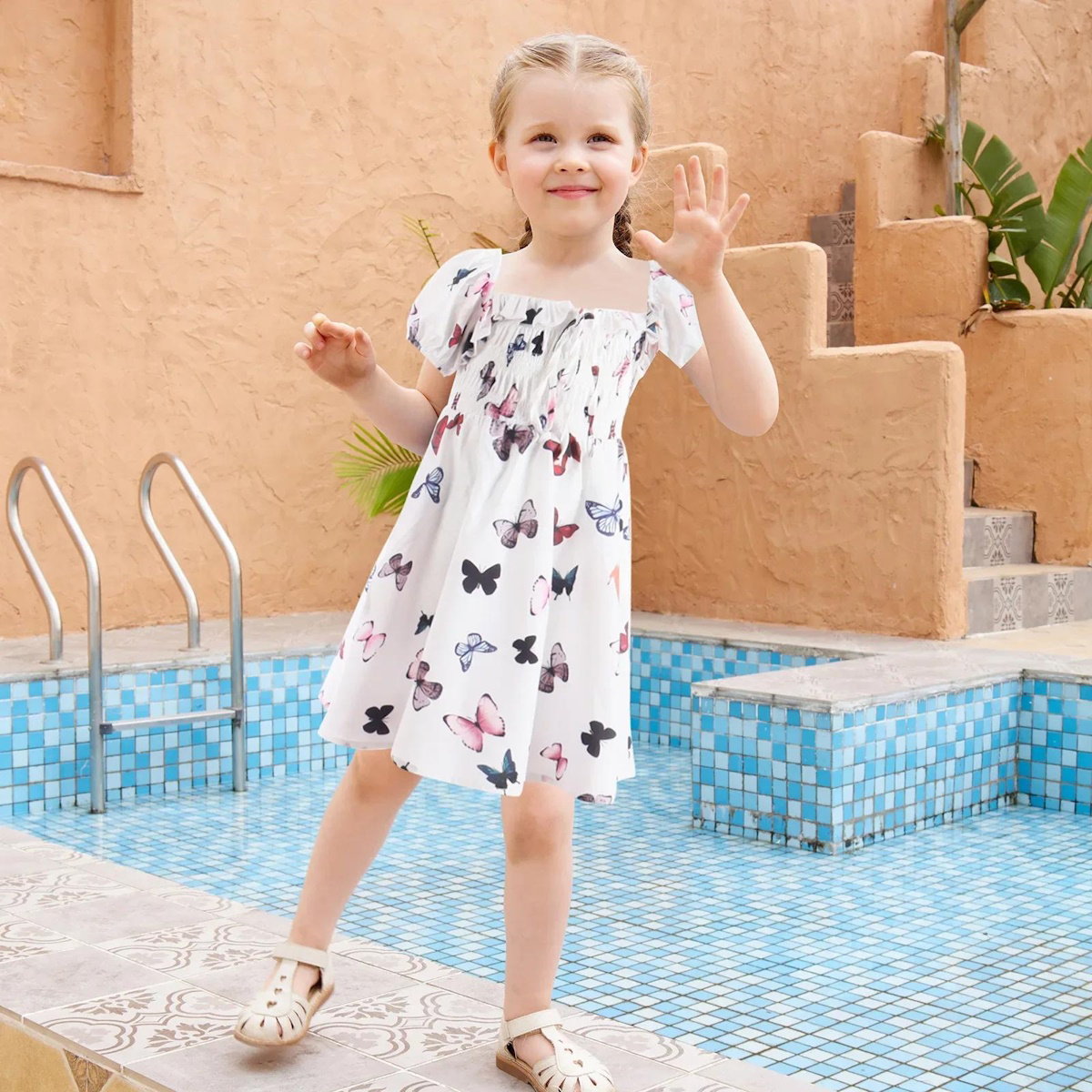 Matching Family Dress Butterfly Print Mommy and Me Mother Daughter Dress - ChildAngle