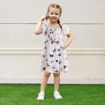 Matching Family Dress Butterfly Print Mommy and Me Mother Daughter Dress - ChildAngle