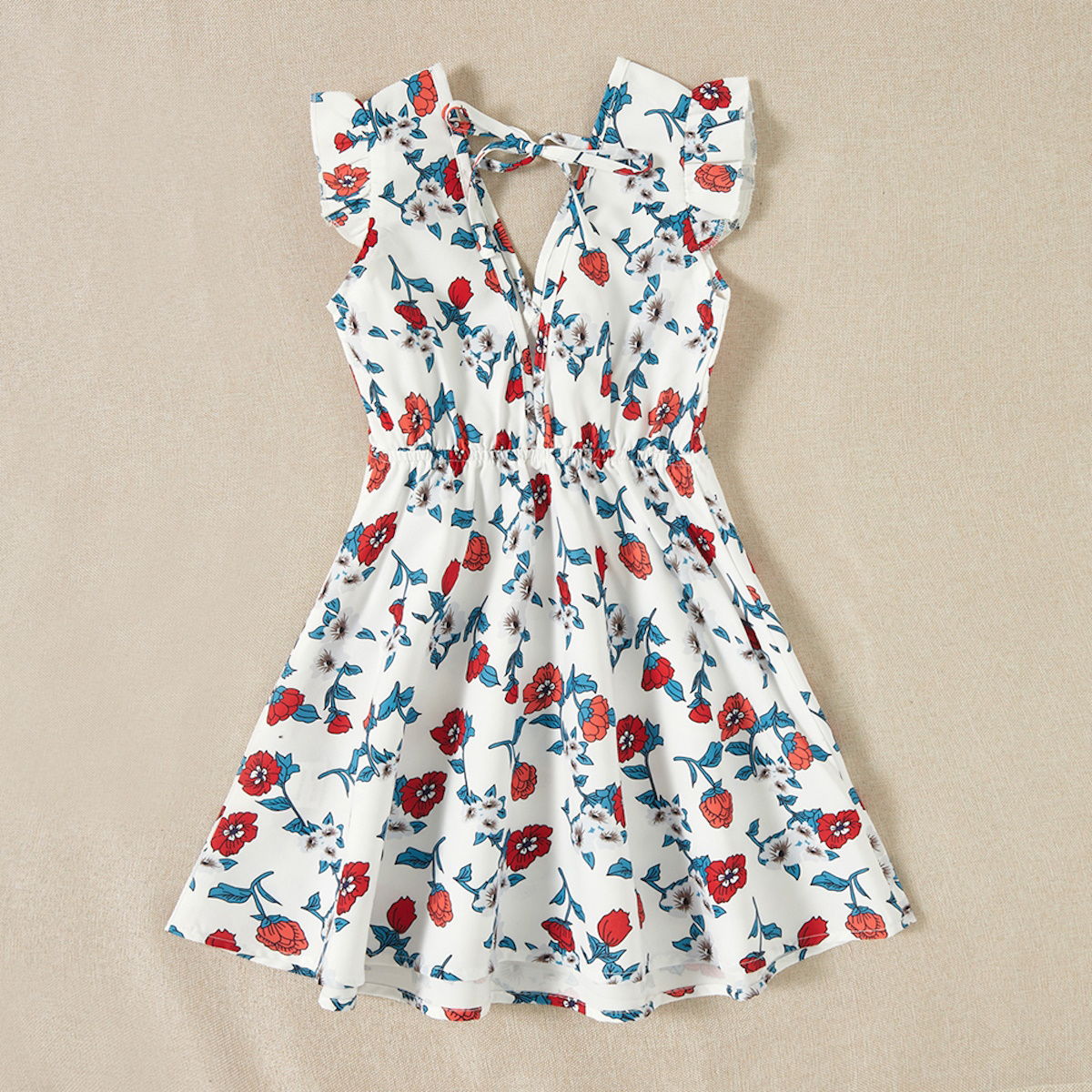 Mommy and Me Allover Flower Print V Neck Dress - ChildAngle