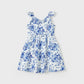 Mommy and Me Blue Floral Ruched Strap Dress - ChildAngle