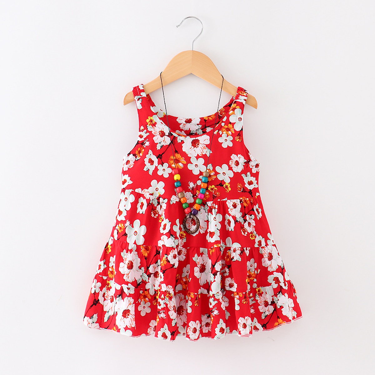 Flower Print Mommy and Me Dresses Sleeveless Ruffle Dresses - ChildAngle