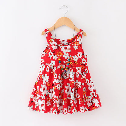 Flower Print Mommy and Me Dresses Sleeveless Ruffle Dresses - ChildAngle