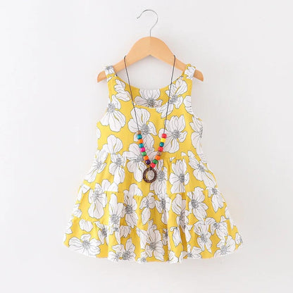 Flower Print Mommy and Me Dresses Sleeveless Ruffle Dresses - ChildAngle