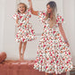 Mommy and Me Floral Ruched Halter Dress for Mother and daughter - ChildAngle